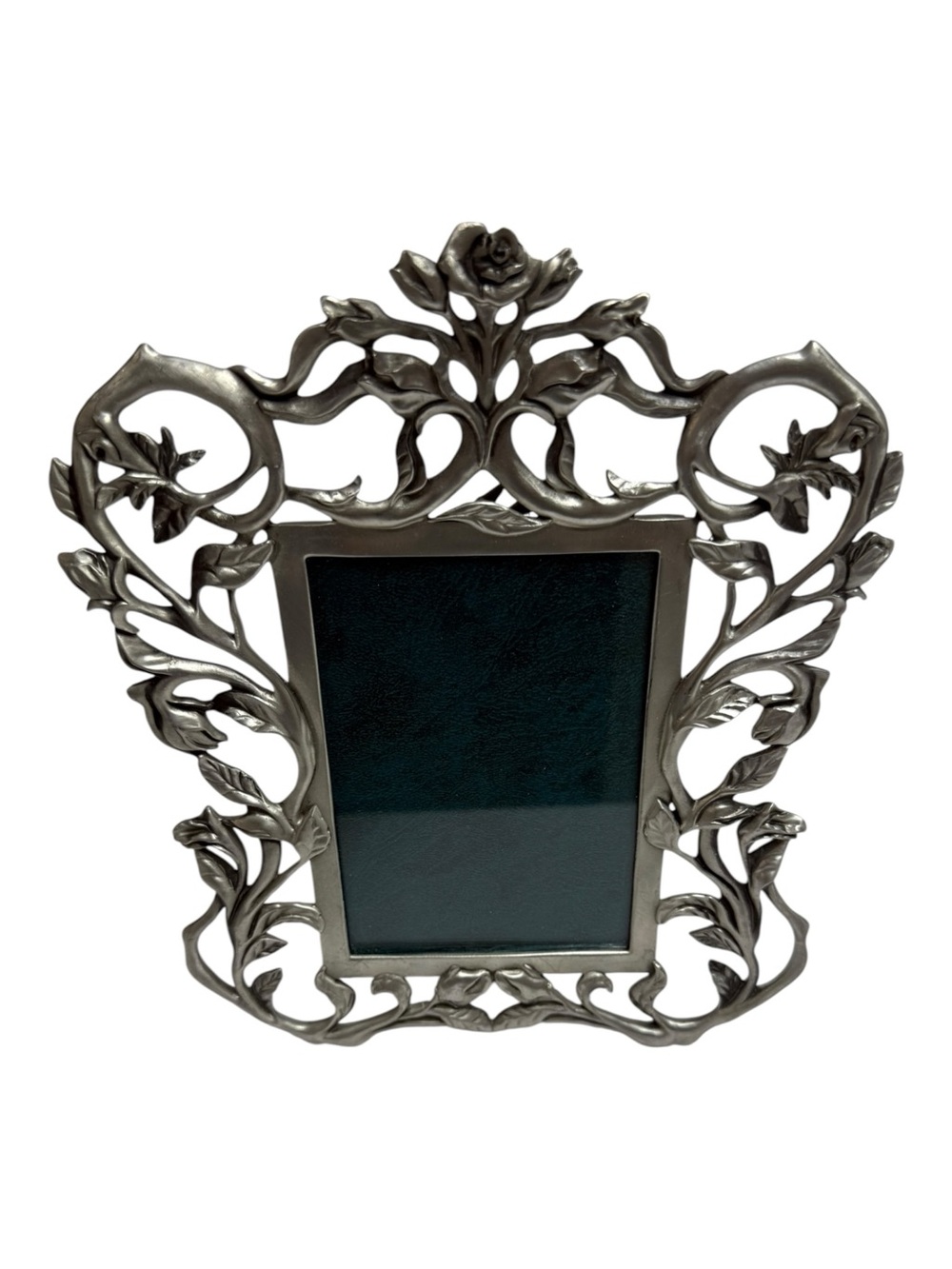 Seagull Pewter Vintage Ornate Floral Pewter Picture Frame in Silver